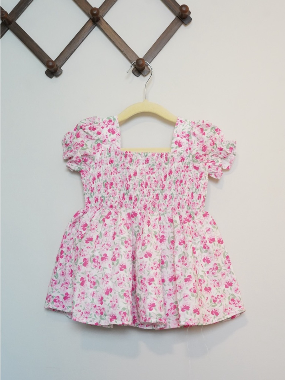 Classic Whimsy Girls Pink Floral Smocked Dress Size 2T